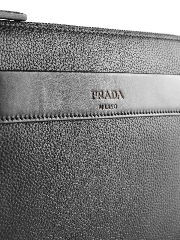 Textured leather clutch shop online: PRADA