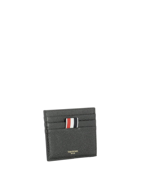THOM BROWNE: wallets & purses online - Black textured leather card holder