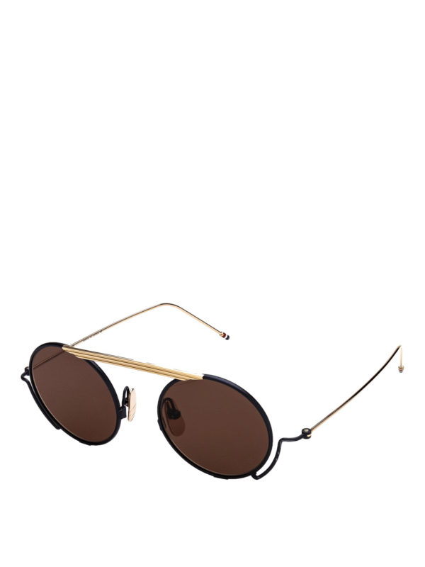 THOM BROWNE: sunglasses - Matte titanium round sunglasses