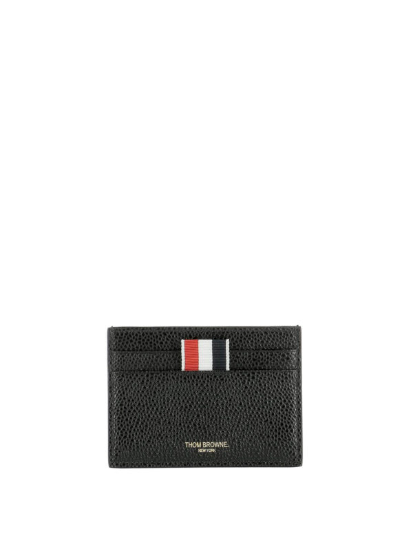 THOM BROWNE: portafogli - Portacarte nero in pelle