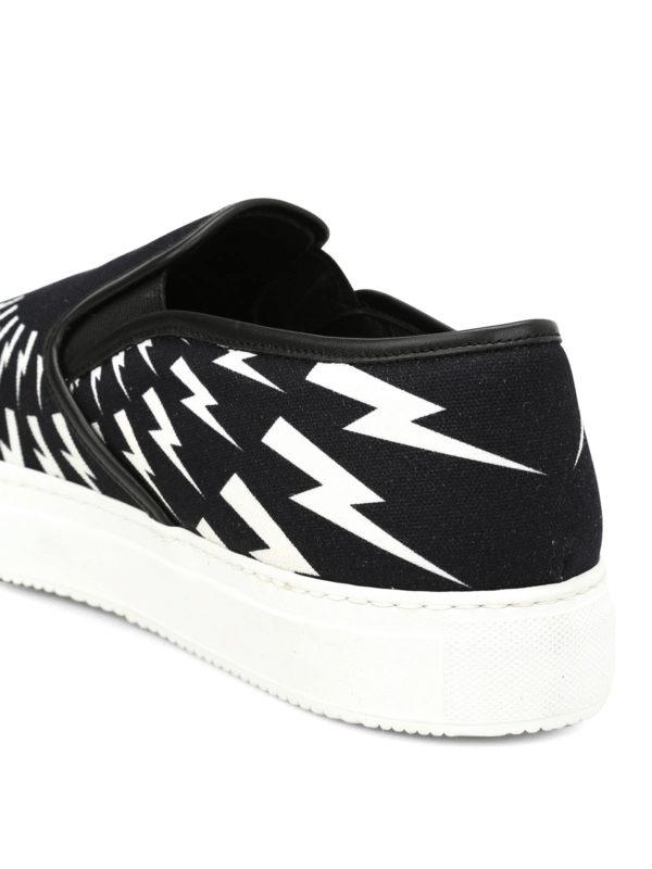 Thunderbolt patterned slip-ons shop online: NEIL BARRETT