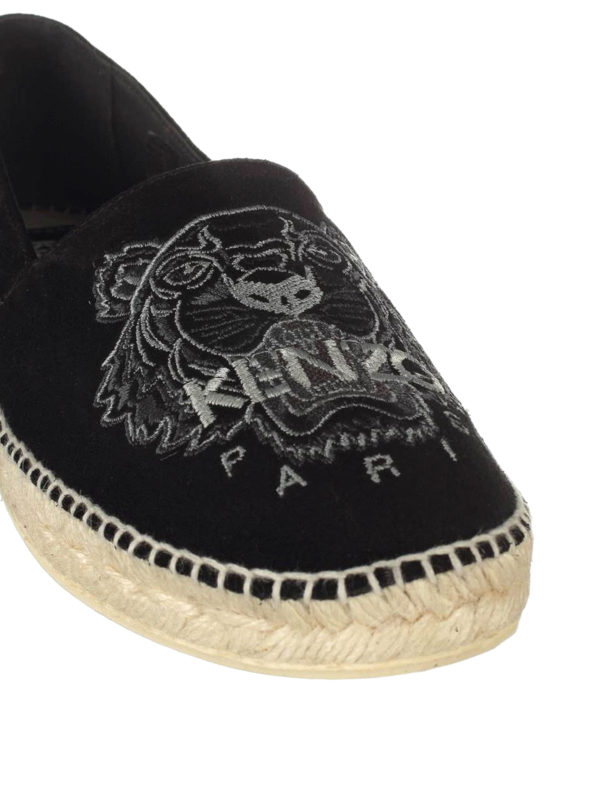 Tiger black suede espadrilles shop online: KENZO