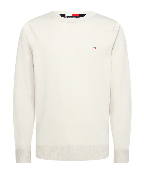 TOMMY HILFIGER: Strickpullover mit Rundhalsausschnitt - Rundhalspullover - Hellbeige