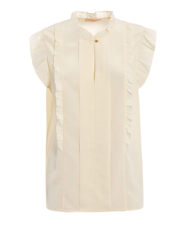 TORY BURCH: blouses - Silk georgette ruffle blouse