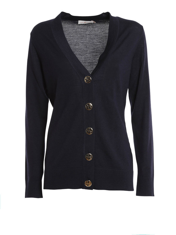 TORY BURCH: Cardigans - Cardigan Fur Damen - Blau