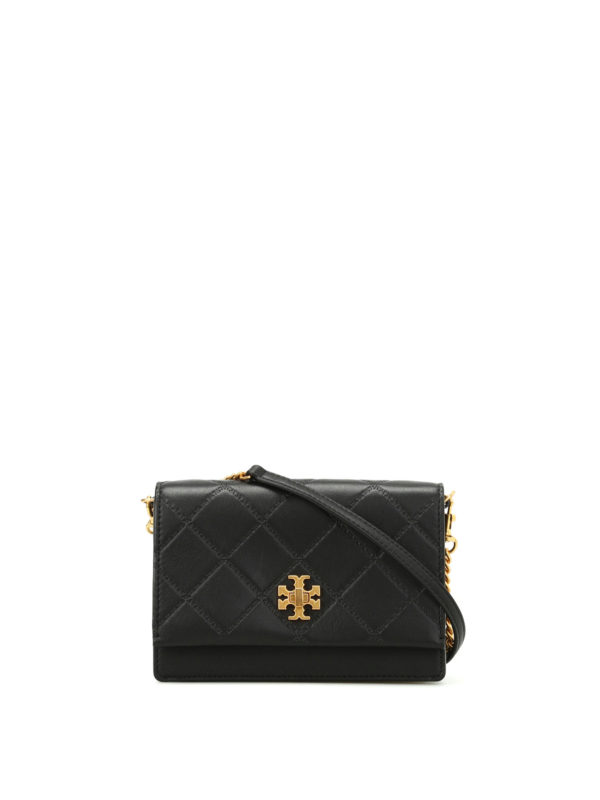 TORY BURCH: clutches - Georgia black leather clutch