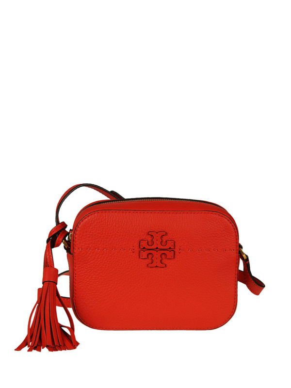 TORY BURCH: cross body bags - McGraw red leather camera bag
