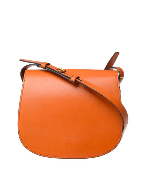 TORY BURCH: cross body bags - Smooth leather saddle bag