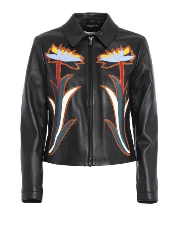 TORY BURCH: leather jacket - Maddie leather jacket