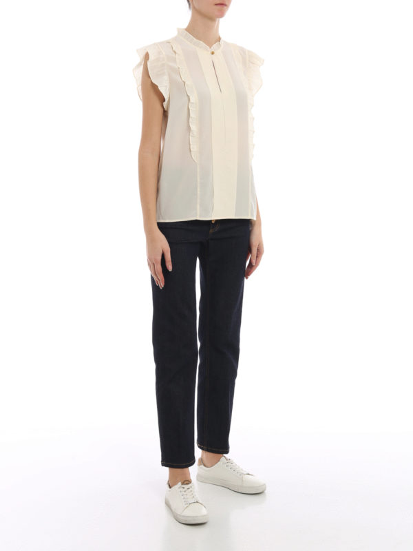 TORY BURCH: blouses online - Silk georgette ruffle blouse