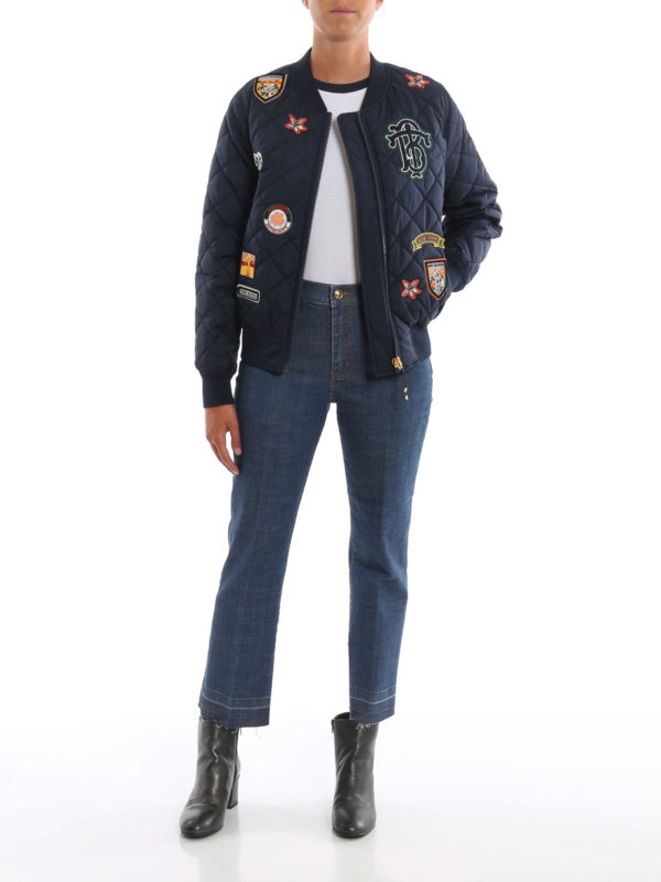 TORY BURCH: bombers online - Patch quilted bomber jacket