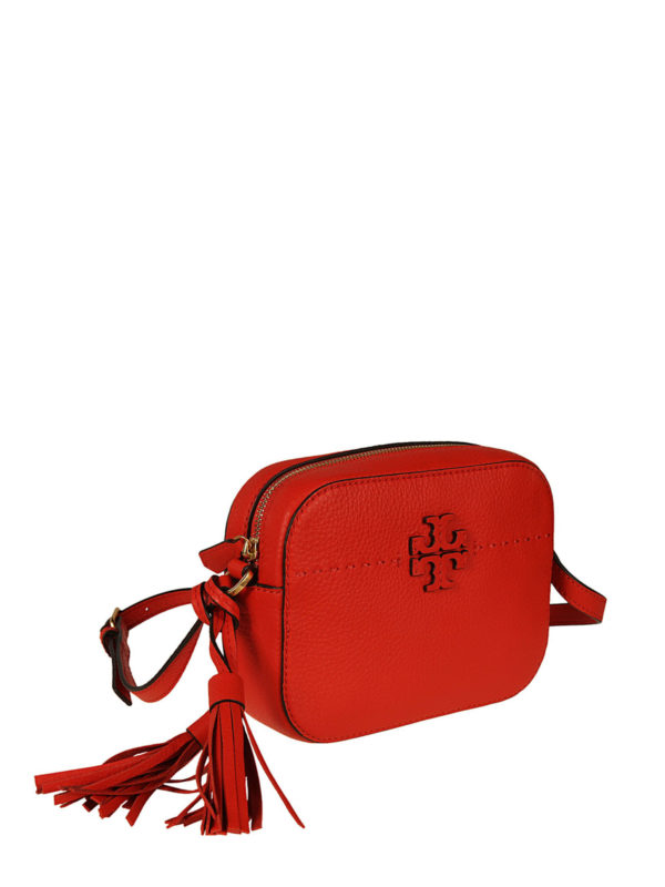 TORY BURCH: cross body bags online - McGraw red leather camera bag