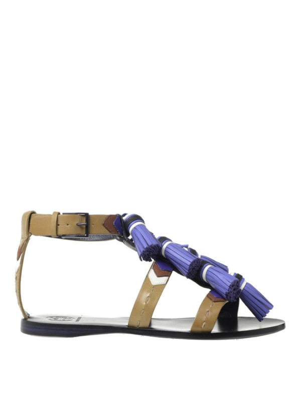 TORY BURCH: sandals - Weaver flat sandals with tassels