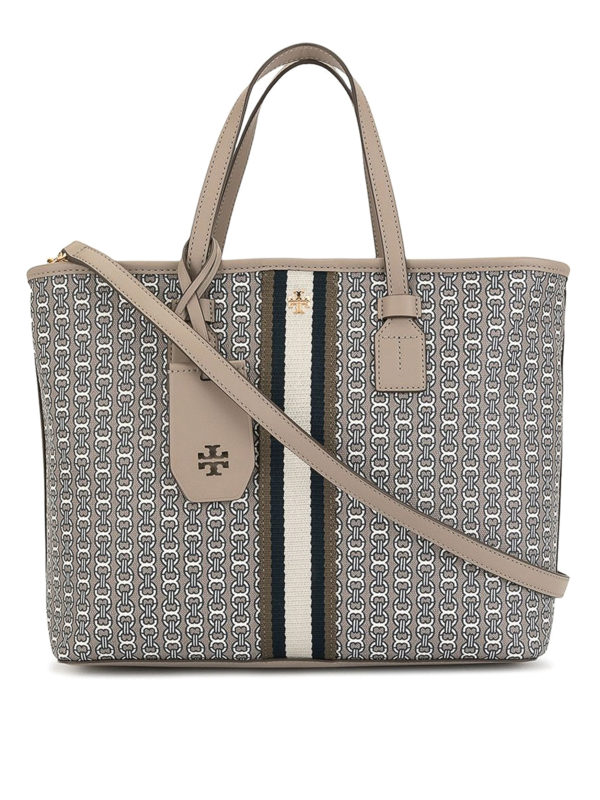 Tory Burch Gray Heron Gemini Link Coated Canvas Tote (sold out