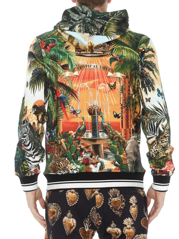 Sweatshirts Sweaters Dolce Gabbana Tropical King print hoodie G9OF9THH7XRHHIH3