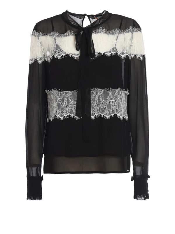 TWINSET: blouses - Lace insert chiffon blouse