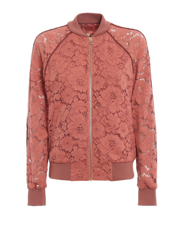 TWINSET: bombers - Macramé lace bomber jacket