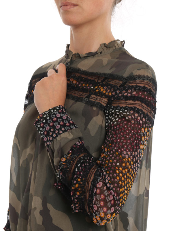TWINSET buy online Camicia in georgette floreale e camouflage