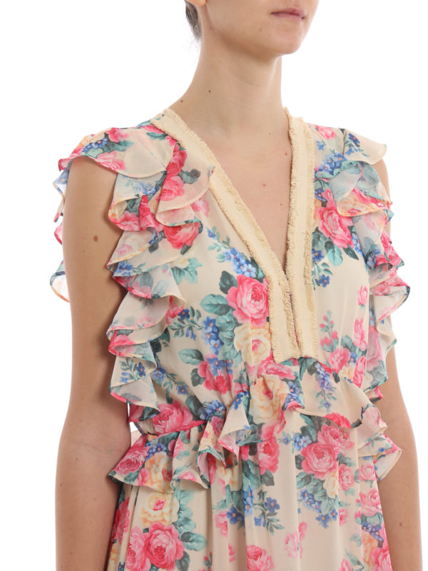 TWINSET buy online Flower print georgette ruffled maxi dress