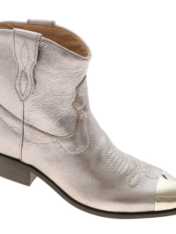 TWINSET buy online Texan silver ankle boots with mirror toe
