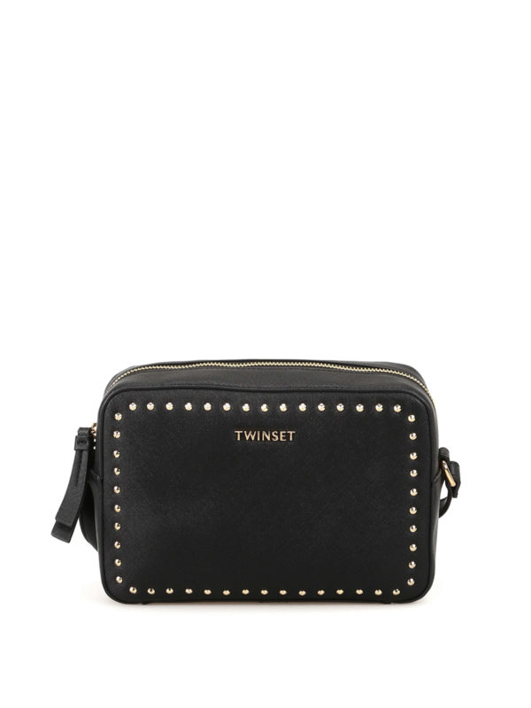TWINSET: borse a tracolla - Tracolla nera piccola in similpelle
