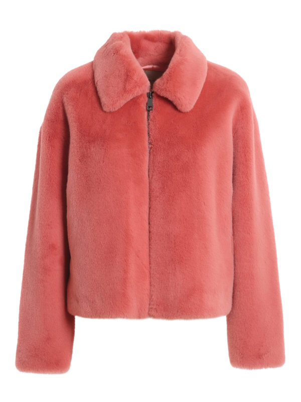 TWINSET: Fur & Shearling Coats - Faux leather short coat