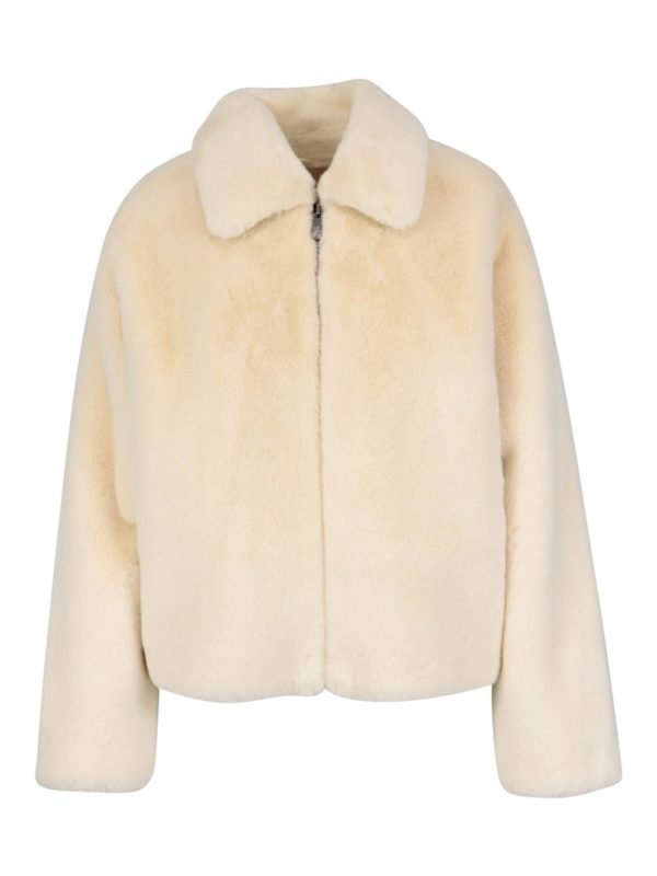 TWINSET: Pelz und Shearling - Pelz - Creme