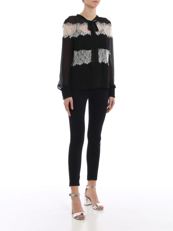 TWINSET: blouses online - Lace insert chiffon blouse