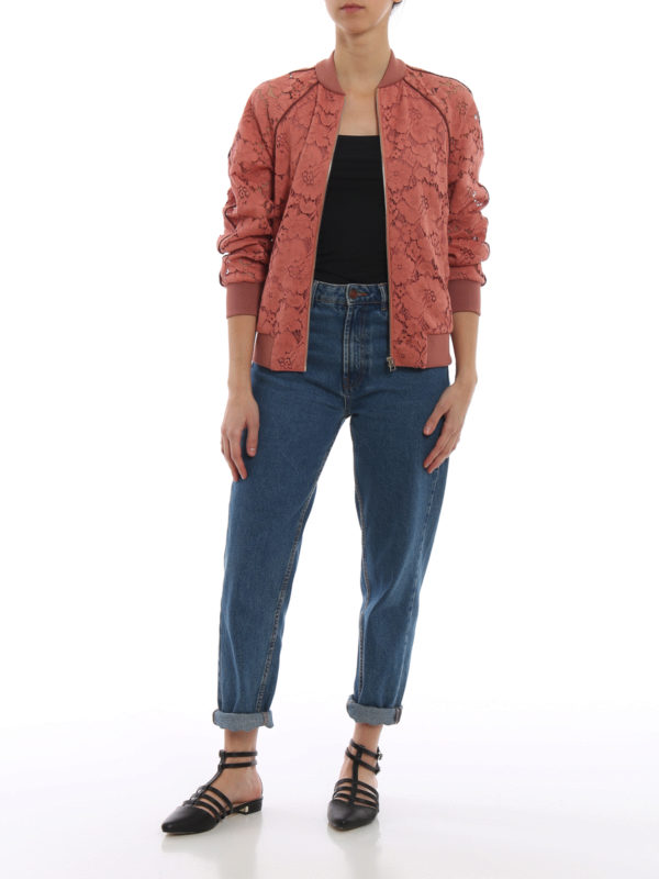 TWINSET: bombers online - Macramé lace bomber jacket