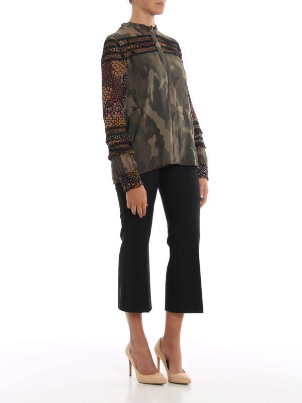 TWINSET: camicie online - Camicia in georgette floreale e camouflage