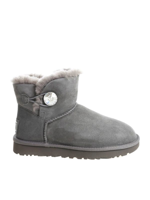 UGG AUSTRALIA: boots - Mini Bailey Button Bling grey ankle boots