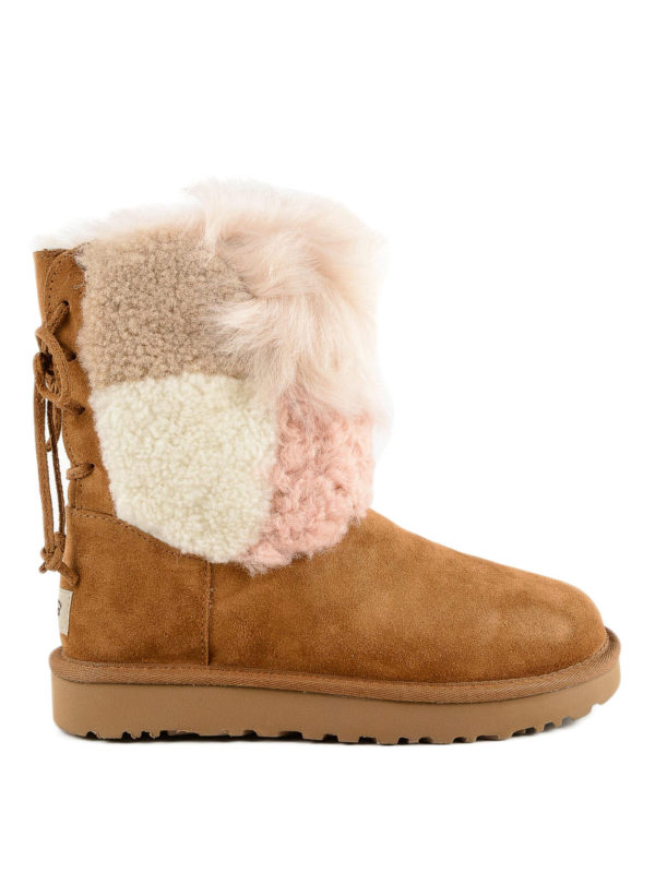 UGG: boots - Patchwork detailed soft suede boots