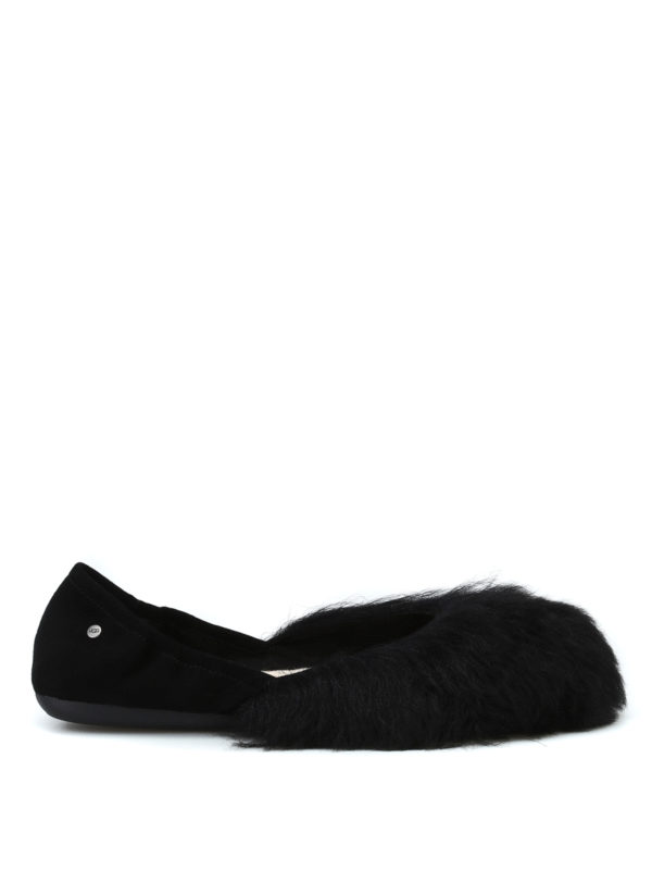 UGG: flat shoes - Black Fluff Flat shoes