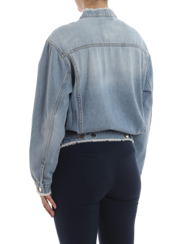Giacca in denim di cotone con orlo sfrangiato shop online: ALEXANDRE VAUTHIER