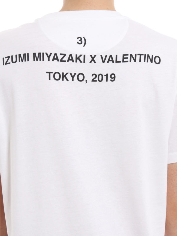 VALENTINO ホワイトフリースTシャツ Valentino Garavani Idea by Izumi Miyazaki print T-shirt