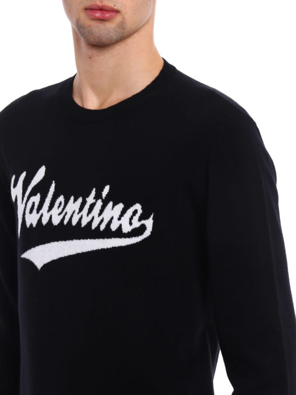 VALENTINO buy online Logo intarsia black wool sweater