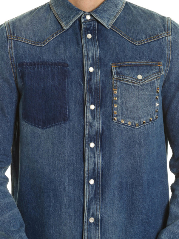Valentino Garavani N.18 Rockstud Untitled denim shirt|MV3DB92J48G518
