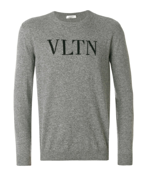 VALENTINO: Strickpullover mit Rundhalsausschnitt - Rundhalspullover - Grau