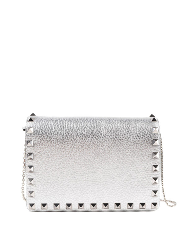 Valentino Garavani Rockstud crackled leather clutch