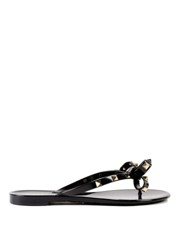 VALENTINO GARAVANI: ciabattine mare - Infradito Rockstud nere