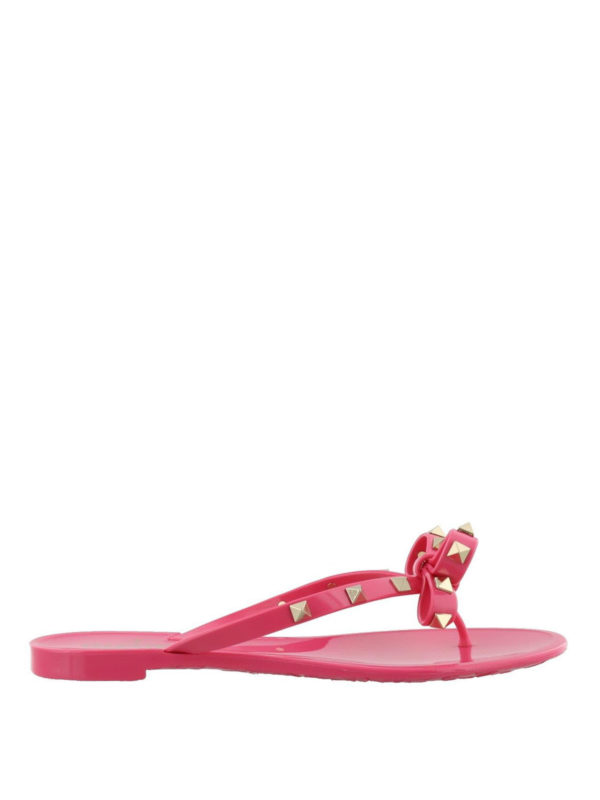 VALENTINO GARAVANI: ciabattine mare - Infradito Rockstud fucsia