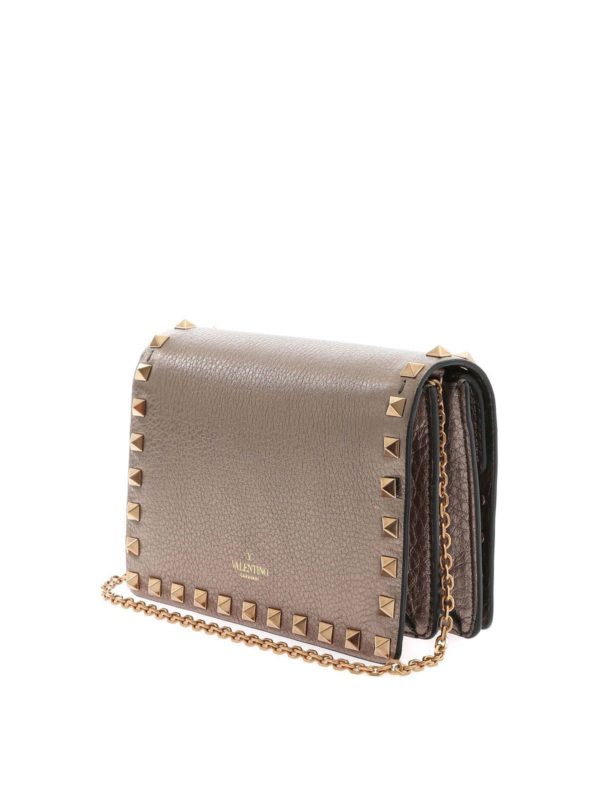 Valentino Garavani Rockstud clutch bag in dove grey color