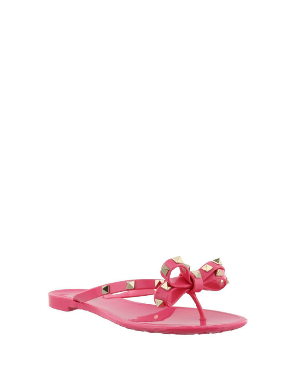 VALENTINO GARAVANI: ciabattine mare online - Infradito Rockstud fucsia