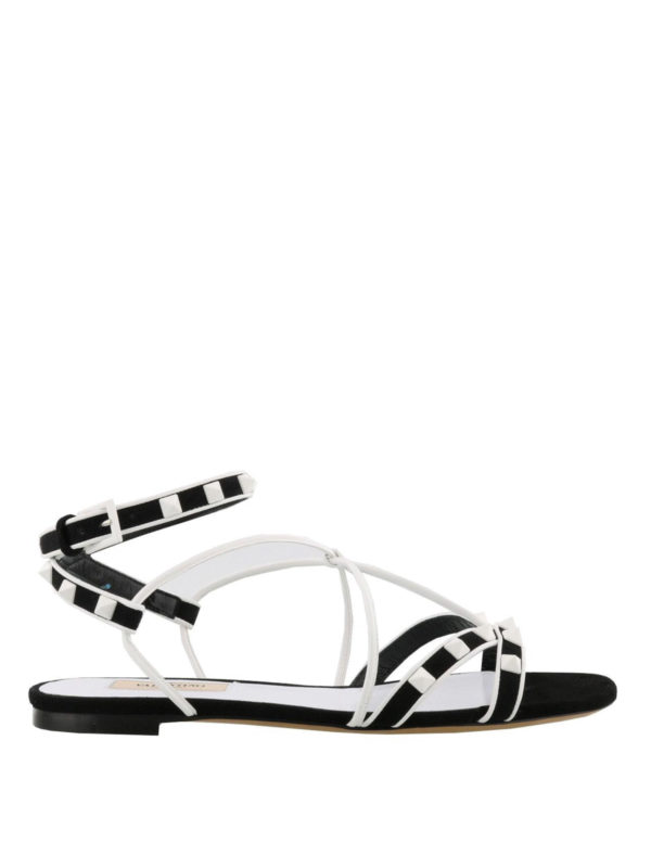 VALENTINO GARAVANI: sandals - Free Rockstud black flat sandals