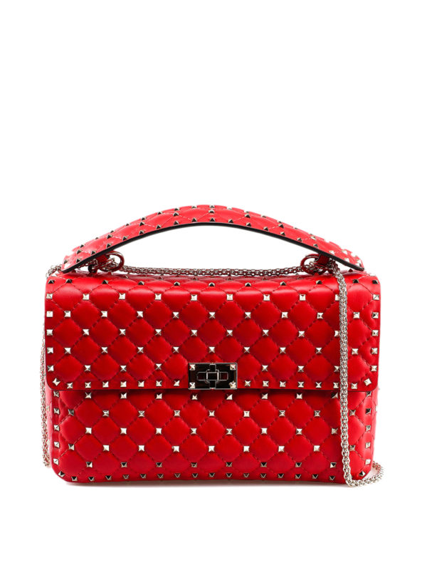 VALENTINO GARAVANI: shoulder bags - Rockstud Spike large red bag