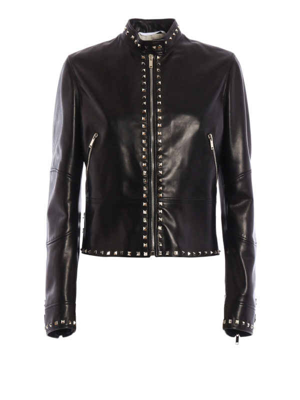 VALENTINO: leather jacket - 04.Rockstud Untitled leather jacket