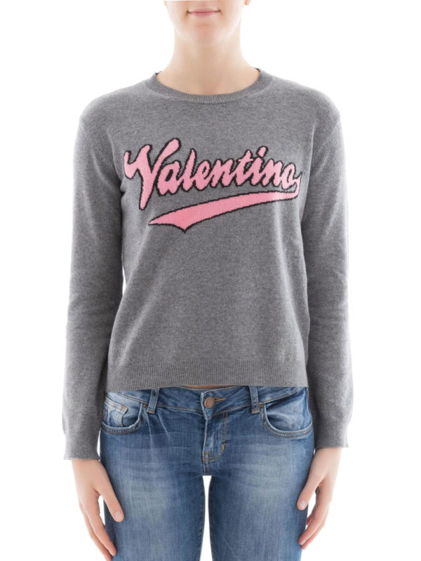 VALENTINO: Strickpullover mit Rundhalsausschnitt online - Rundhalspullover - Grau