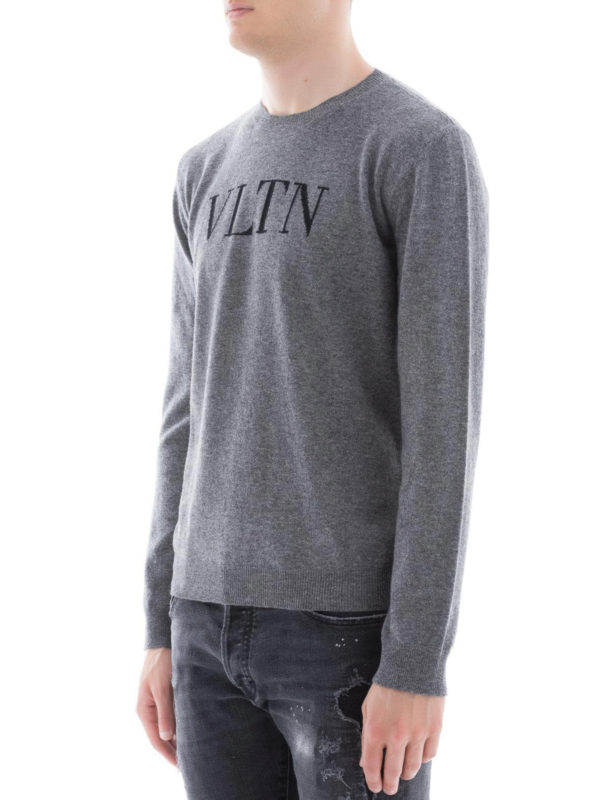 VALENTINO: Strickpullover mit Rundhalsausschnitt online - Rundhalspullover - Grau