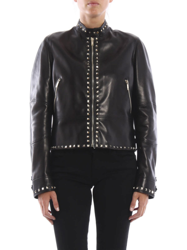 VALENTINO: leather jacket online - 04.Rockstud Untitled leather jacket