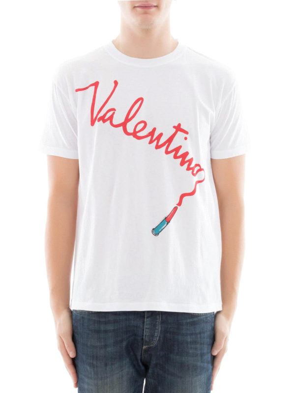 VALENTINO: t-shirts online - Lipstick logo T-shirt